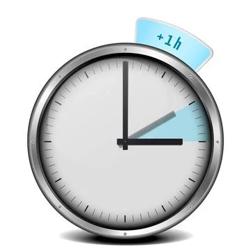 Daylight saving time illustration of a clock with daylight saving time 1h ... Stock Photos