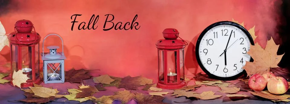 Daylight Saving Time. Wall Clock going to winter time. Stock Photos