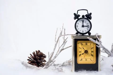 Daylight Saving Time. Wall Clock going to winter time. Autumn abstraction. Fa Stock Photos