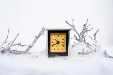 Daylight Saving Time. Wall Clock going to winter time. Autumn abstraction. Fa Stock Photos