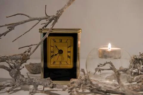 Daylight Saving Time. Wall Clock going to winter time. Autumn abstraction. Fa Stock Photos