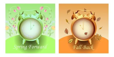 Daylight saving time. Warm autumn colors. vector image Stock Illustration