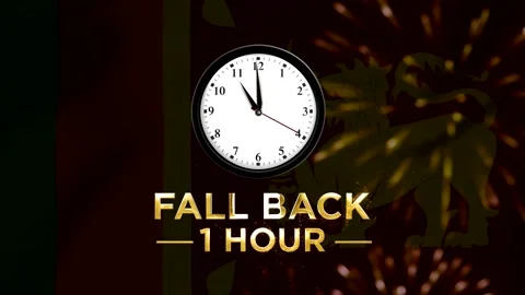 Daylight savings time concept with a clock showing fall back one hour again.. Stock Footage 346542511