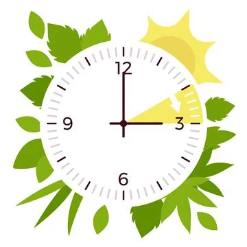 Daylight savings time, DST clock shift design Stock Illustration