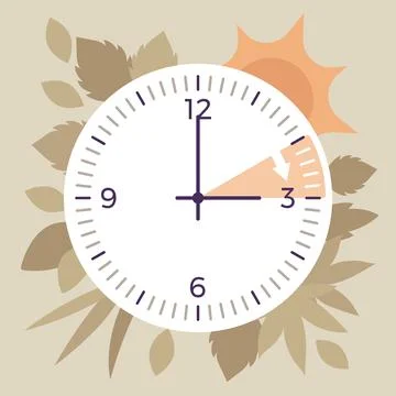 Daylight savings time, DST clock shift design Stock Illustration