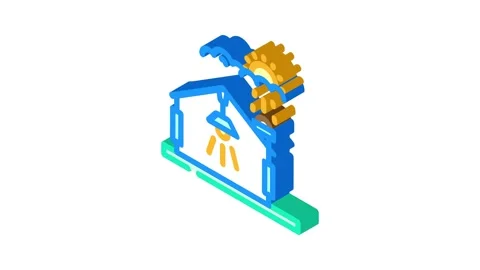 Daylight sensor lighting control isometric icon animation Video stock 327281554