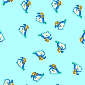 Daylight sensor lighting control isometric icon seamless pattern Stock Illustration