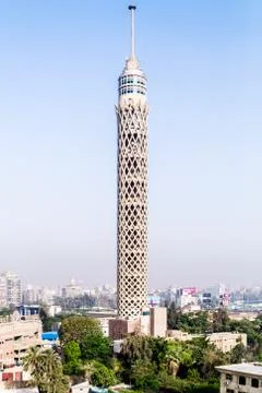 Daylight shot for Cairo Tower in Egypt Stock Photos