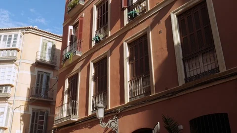 Daylight static low angle establishing shot of aeuropean historical building Stock Footage 123279835