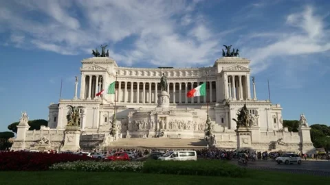 Daylight summer time lapse at Monument to the nation, Rome Italy Stock Footage 136683364
