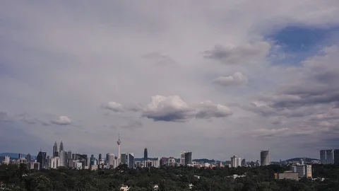 Daylight time lapse of Kuala Lumpur city skyline with cloud dancing. 库存影片 86722954