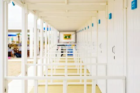 Daylight view to changing rooms far perspective Stock Photos