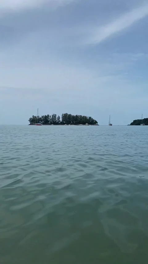 Daylight wind small wave on ocean sea water near the beach at straits of Mela Stock Footage 222695434