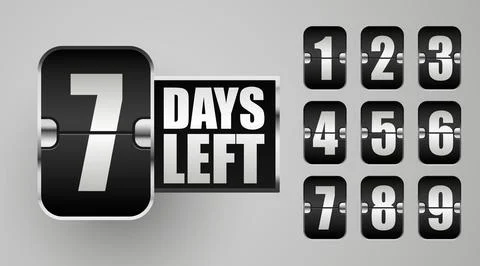 Days to go. Countdown discounts and sale time. Days left sign, label. Stock Illustration