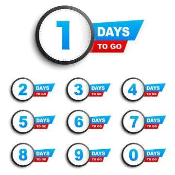 Days to go icon set. Countdown timer. Vector illustration Stockillustratie