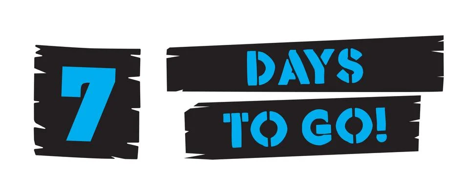 Days to go stencil style text on brush strokes Stock Illustration