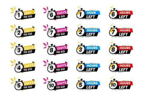 Days &amp; Hours Countdown Label. Vector Banner for Timely Event Reminders Illustrazione stock