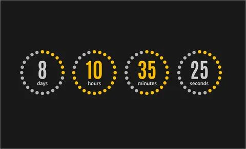 Days Hours Minutes Seconds Timer Set. Vector Illustrazione stock