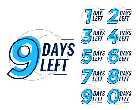 Days left countdown banner set Stock Illustration