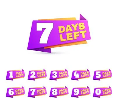 Days left. Countdown day to go numbers. Offer sale business sign vector set 스톡 일러스트