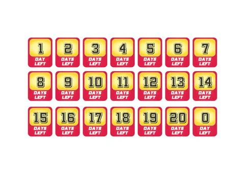 Days Left promotional countdown Design badge, banner collection Red and Yel.. Stock Illustration