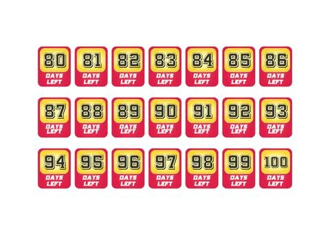 Days Left promotional countdown Design badge, banner collection Red and Yel.. 스톡 일러스트