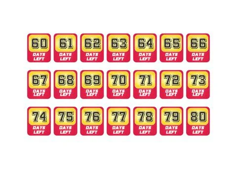 Days Left promotional countdown Design badge, banner collection Red and Yel.. Stock-Illustration