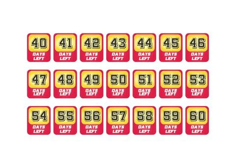 Days Left promotional countdown Design badge, banner collection Red and Yel.. Stock Illustration
