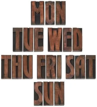 Days of the week cutout Stock Photos