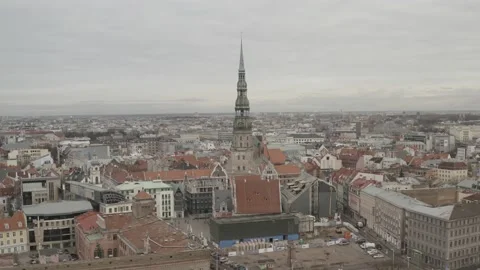 Daytime Aerial Push-In over Riga Cityscape, Latvia Stock Footage 171184294