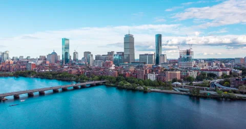 Daytime Boston Skyline Hyperlapse over Charles River Stock Footage 235082885