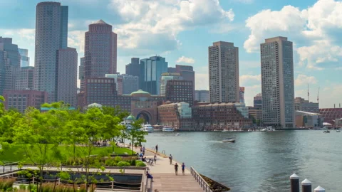 Daytime Boston Time Lapse Over Harbor Stock Footage 235246333