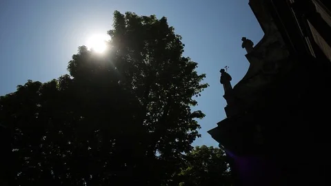 Daytime. City. Nice view. Shadows of trees and building. Outdoors, isolated Stock Footage 100126453