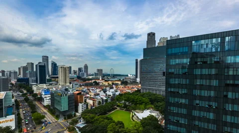 Daytime Cityscape Cloudy View of Downtown Singapore 4K UHD Stock-Footage 68610254
