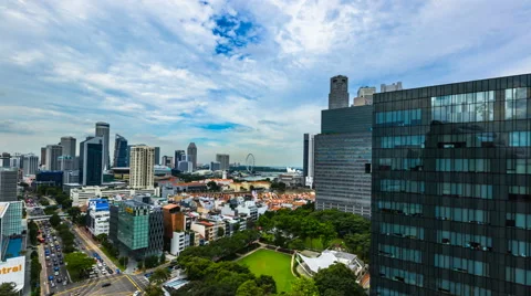 Daytime Cityscape Traffic Timelapse View of Downtown Singapore 4K UHD Video stock 68610258
