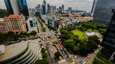 Daytime Cityscape Traffic Timelapse View of Downtown Singapore 4K UHD Stock Footage 68610569