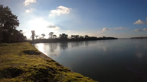 Daytime clouds over lake Timelapse 스톡 동영상 146283943
