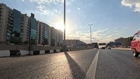 Daytime Drive Along Cairo Ring Road Showing Scale Capital Highway System Stock Footage 330068594