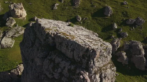 Daytime Drone Flight Over Rock Formations Near Lastoi de Formin Stock Footage 336830518