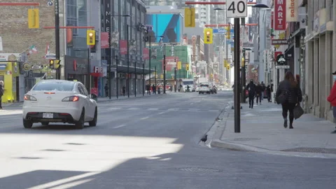 Daytime empty streets in Toronto during COVID-19 pandemic Stock Footage 145984553