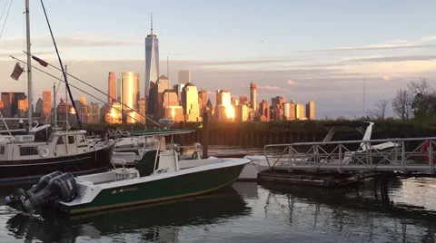 A daytime establishing shot dx view downtown Manhattan financial district Stock Footage 68508222