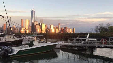 A daytime establishing shot dx view downtown Manhattan financial district Stock Footage 68508254