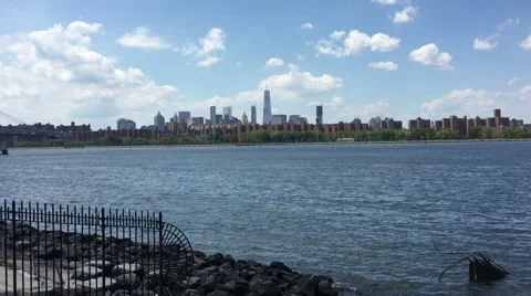 A daytime establishing shot dx view downtown Manhattan financial district Stock Footage 68508288