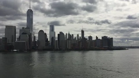 A daytime establishing shot dx view downtown Manhattan financial district and Stock Footage 68508315