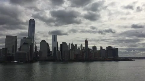 A daytime establishing shot dx view downtown Manhattan financial district and Stock Footage 68508320