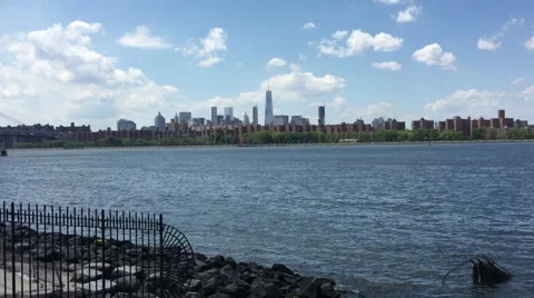 A daytime establishing shot dx view downtown Manhattan financial district and Stock Footage 68508363