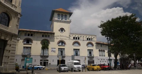 Daytime Exterior Establishing Shot of Terminal Sierra Maestra in Havana Cuba Stock Footage