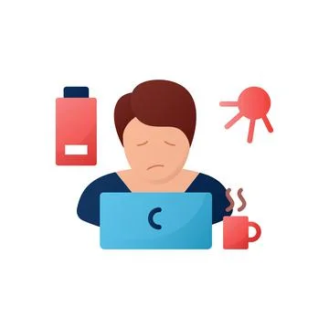 Daytime fatigue flat icon Stock Illustration