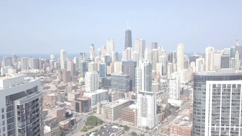Daytime Flight Towards Chicago Skyline Stock Footage 95558554