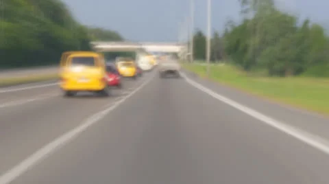 Daytime freeway driving into city with motion blur time lapse Stock Footage 25685584